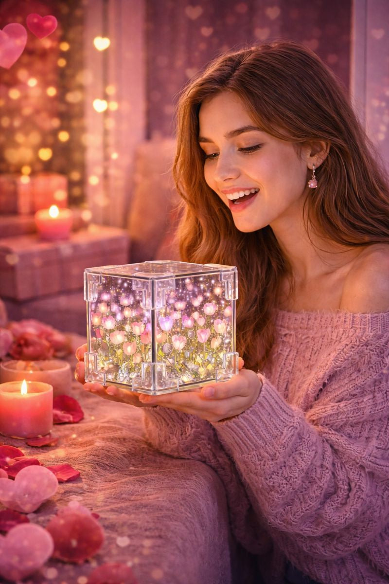 ✨ CUBO DE LUZ LED FLORES 3D