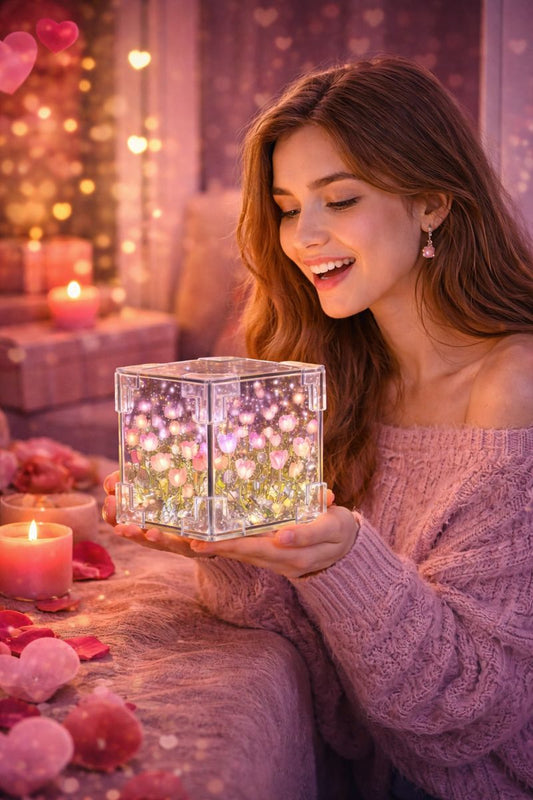 ✨ CUBO DE LUZ LED FLORES 3D